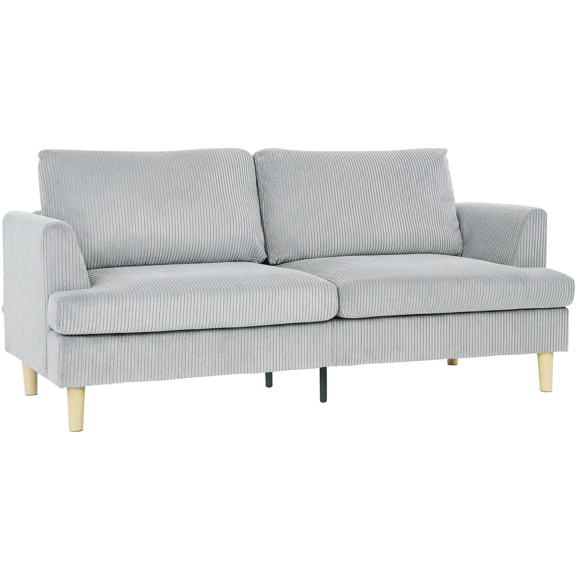 MC Star 3-Sitzer 3-Sitzer-Sofa, Couch mit Armlehnen Gepolstert Polstersofa, mit Kordoptik für Wohnzimmer Grau