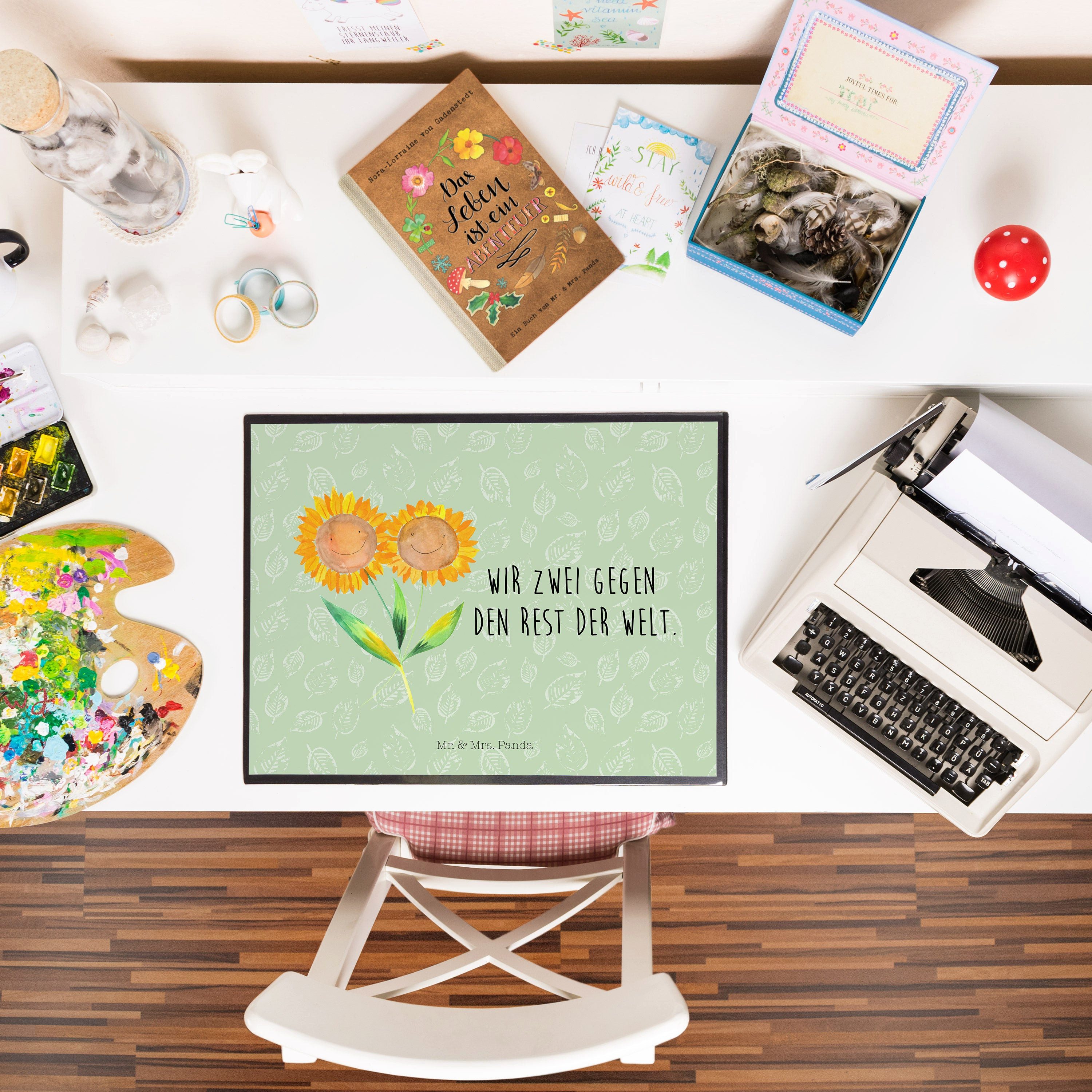 Thumbnail - Mr. & Mrs. Panda Schreibtischunterlage Blume Sonnenblume - Blattgrün - Geschenk, Bürobedarf, Schreibtischauf, (Packung, ...