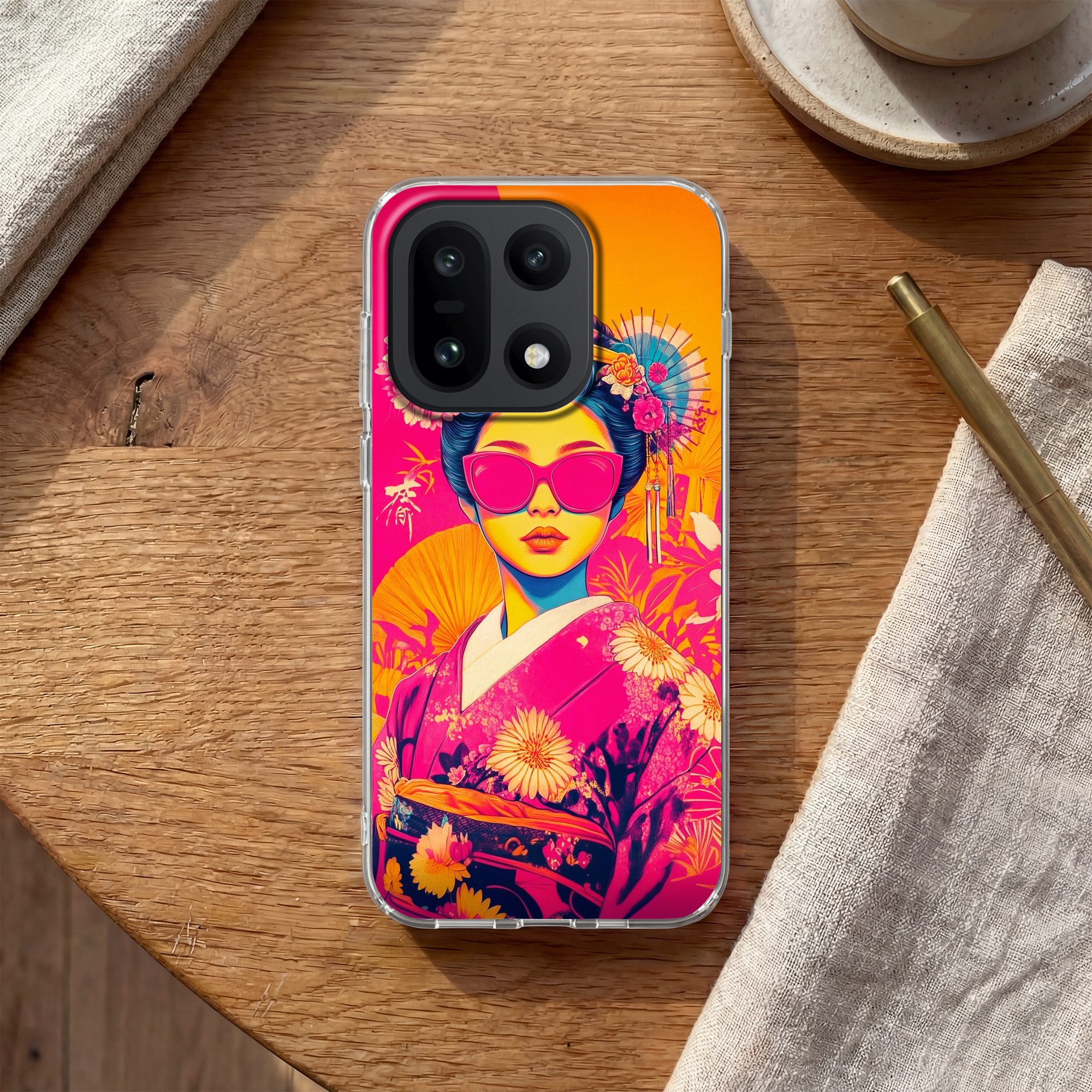 MuchoWow Handyhülle für OnePlus 15 Frau - Sonnenbrille - Abstrakt - Orange, Phone Case, Silikon, Schutzhülle Dünn