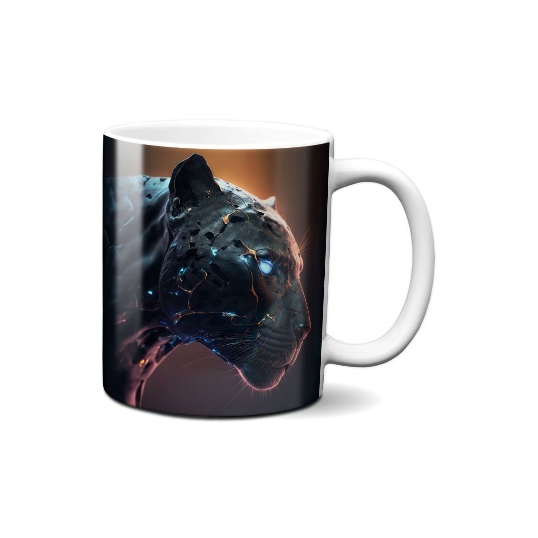 Hustling Sharks Tasse Hustling Sharks® Tasse mit Tiermotiv - Leuchtender Panther - Geschenk, 330 ml