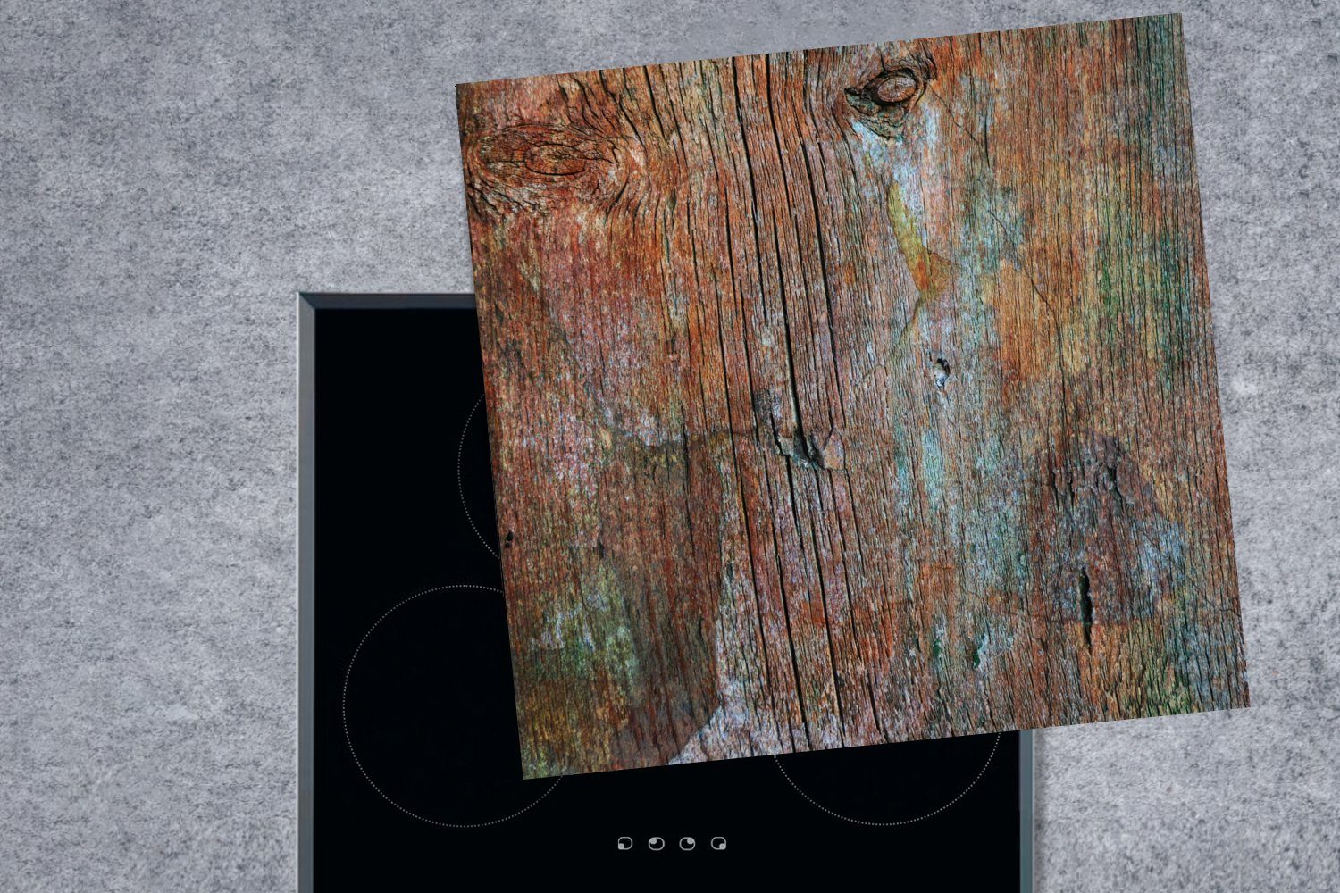 MuchoWow Herdblende-/Abdeckplatte Industriell - Regal Rost, - Vinyl, Arbeitsplatte Ceranfeldabdeckung, Holz (1 tlg), für - cm, küche 78x78