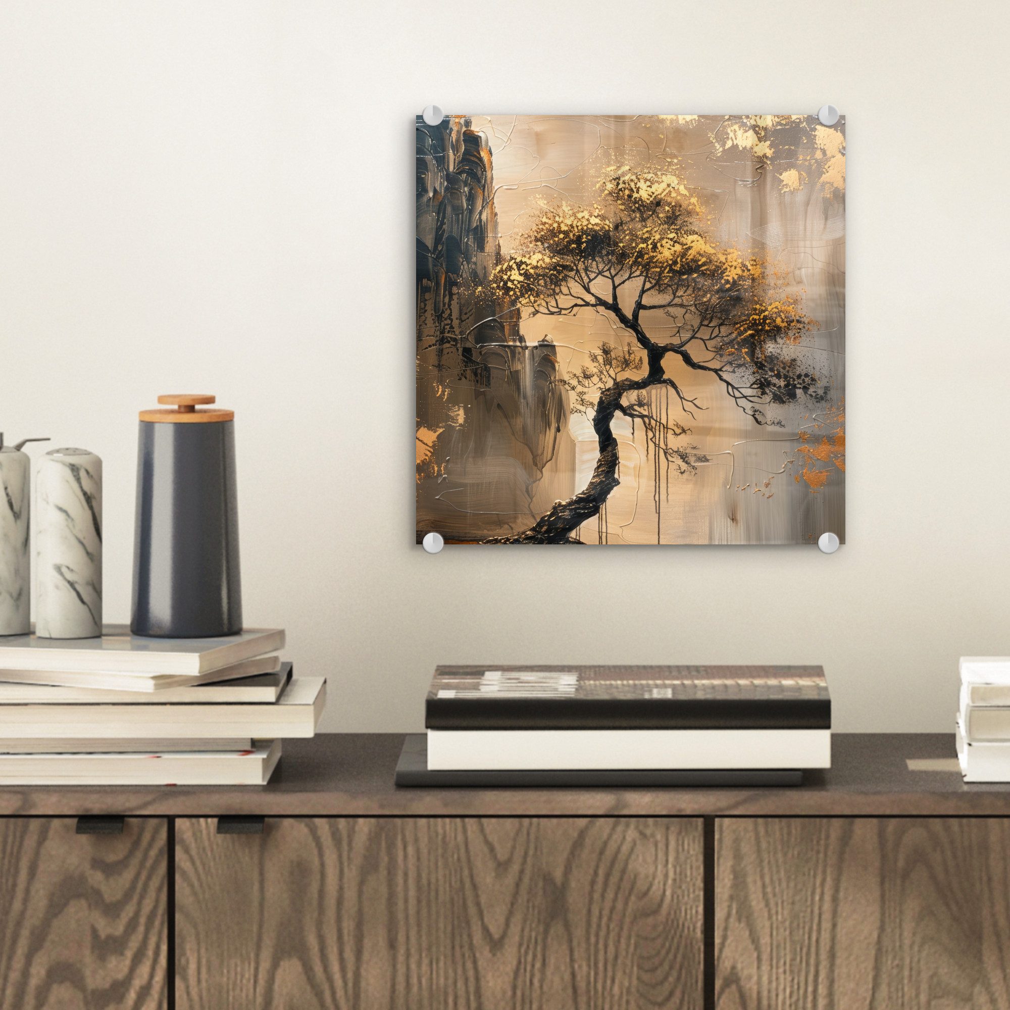 MuchoWow Acrylglasbild Baum - Gold - günstig online kaufen