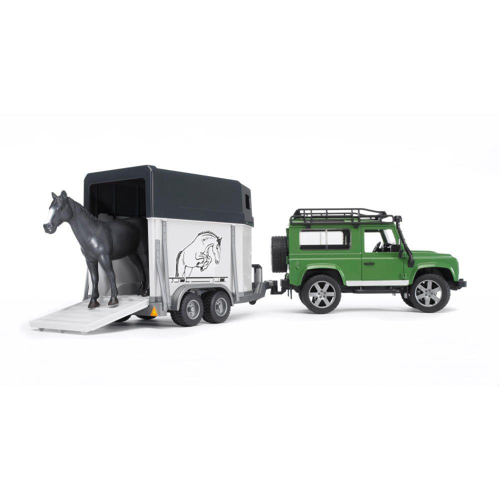 Bruder® Spielzeug-Auto Land Rover Defender mit Pferdeanhänger,  Spielzeugfahrzeug, Autoanhänger