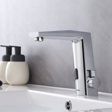 Lonheo Waschtischarmatur Infrarot Sensor Wasserhahn Automatisch Badarmatur Mischbatterie mit Pop Up Ablaufgarnitur