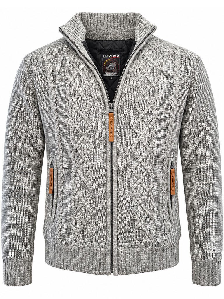 Lizzard Sports Sweatjacke Herren Sweatjacke Strickmuster - Sweater Freizeitjacke Stehkragen, Frontreißverschluss, Seitentaschen mit Reißverschluss