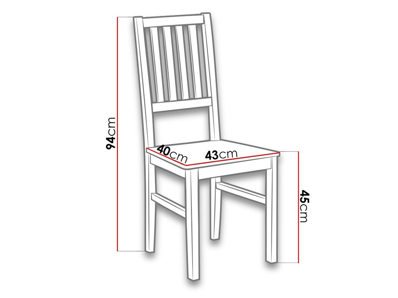 MIRJAN24 Stuhl Weiß 43x40x94 aus (1 cm Stück), DR Buchenholz, VII Nilo