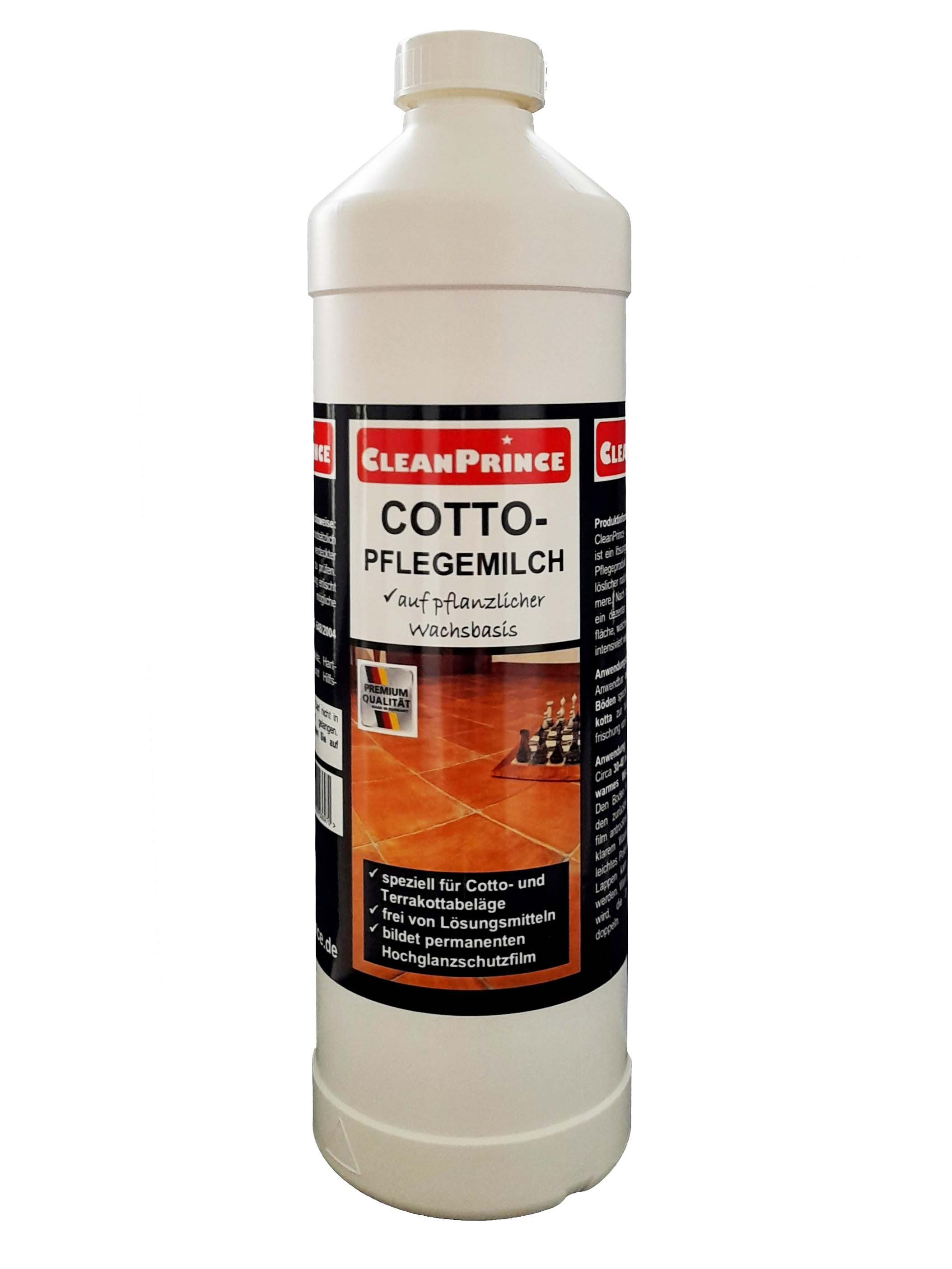 CleanPrince Cotto Pflegemilch, Wachsbasis Terrakotta Reiniger Reinigungskonzentrat (lösungsmittelfreies Schutz- und Pflegeprodukt)