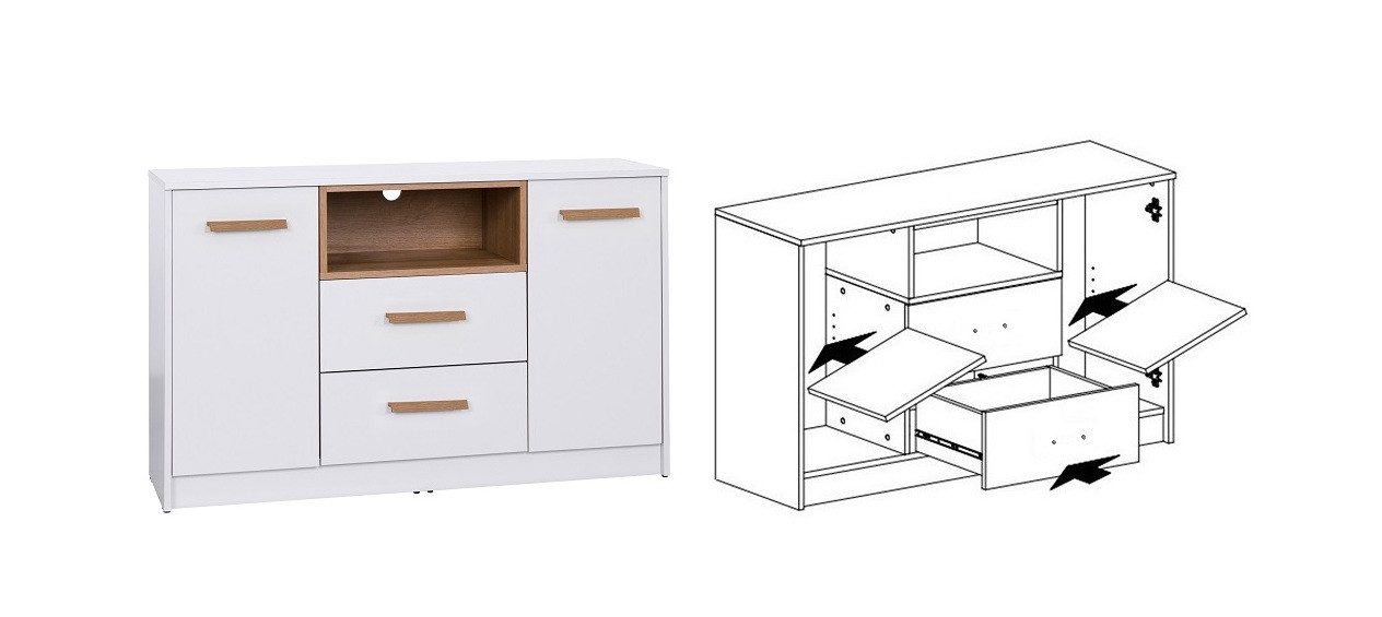 Marmex Möbel Garderoben-Set GRANT SET 18 Kommode Eckschrank Schlafzimmer-Set, (2-St), Scharniere Soft-Close, Vollauszug der Schubladen