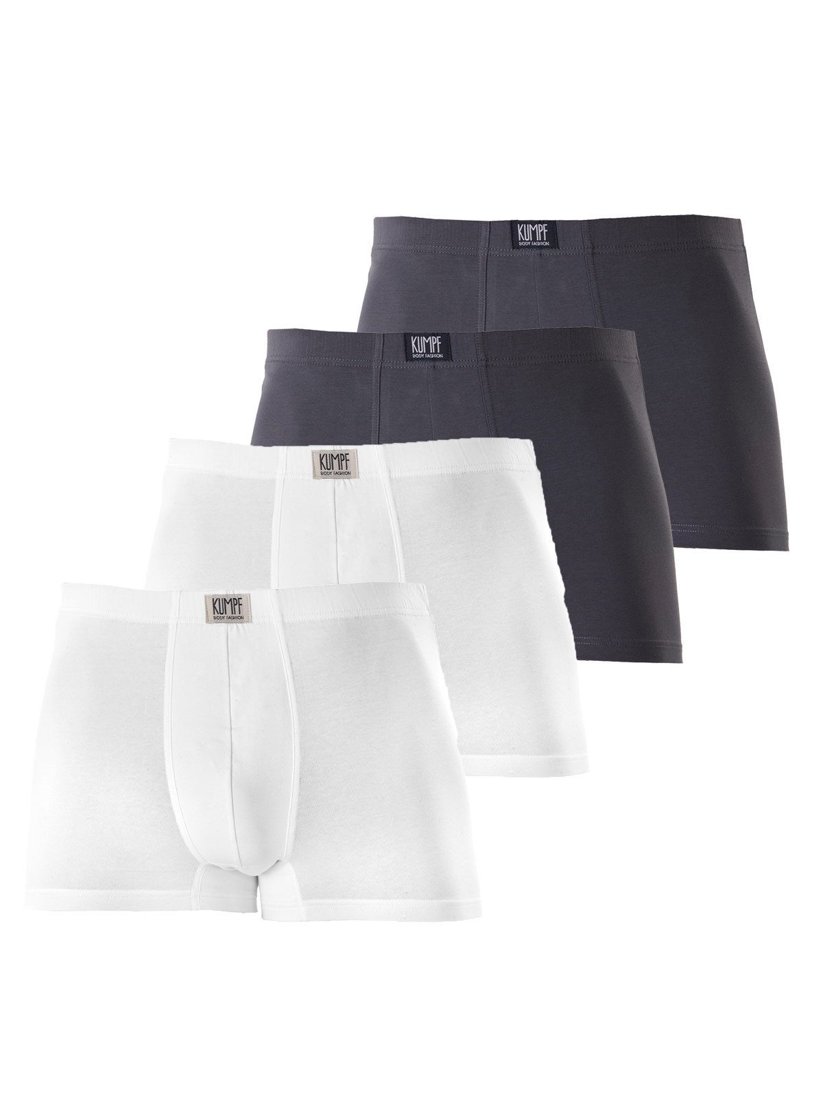 Pants Retro hohe 4er Cotton 4-St) Pants (Spar-Set, Markenqualität Herren KUMPF Sparpack weiss mittelgrau Bio