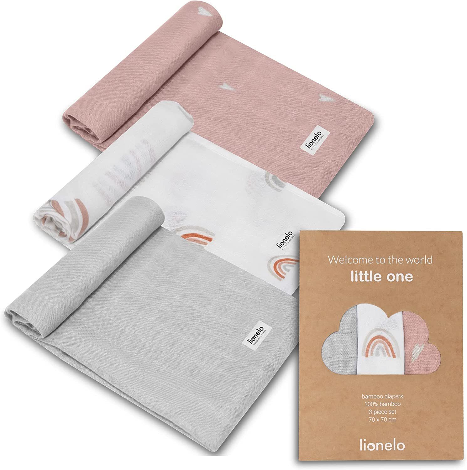 Krabbeldecke BAMBOO SET, lionelo, Set 3 Stück - 100% Bambusbaumwolle