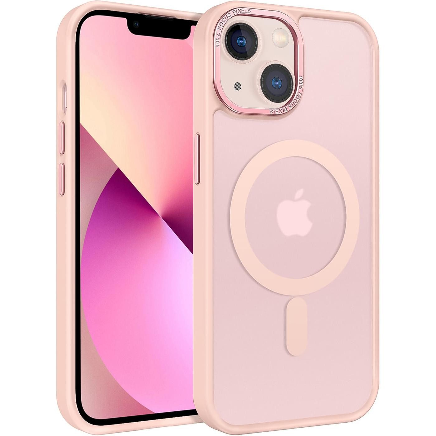 CoolGadget Handyhülle Magnet Hülle für iPhone 13 Schutzhülle mit Metall Kamerarahmen 6,1 Zoll, magnetisches Schutzcase Matt Stoßfest kompatibel mit Magsafe Zubehör