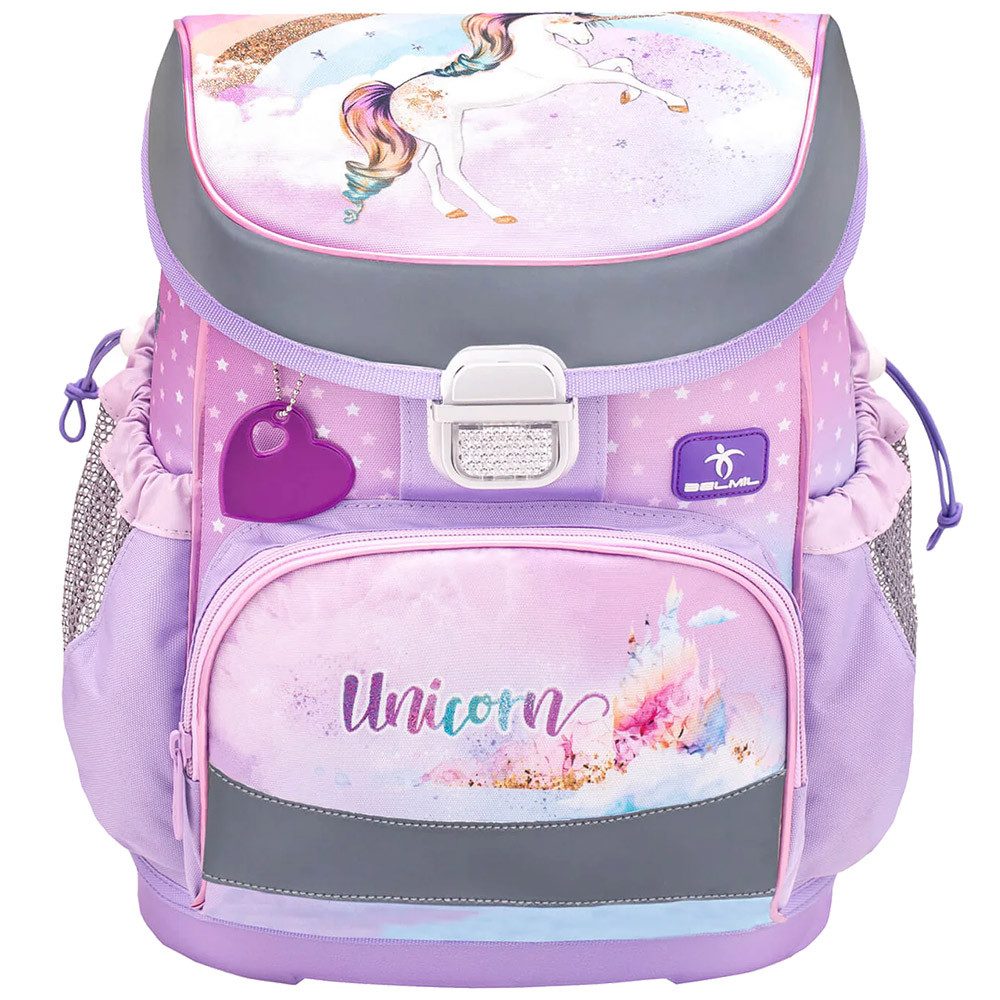 Belmil Schulranzen Set Mini Fit 10-teilig 2026 Mädchen Unicorn steigend