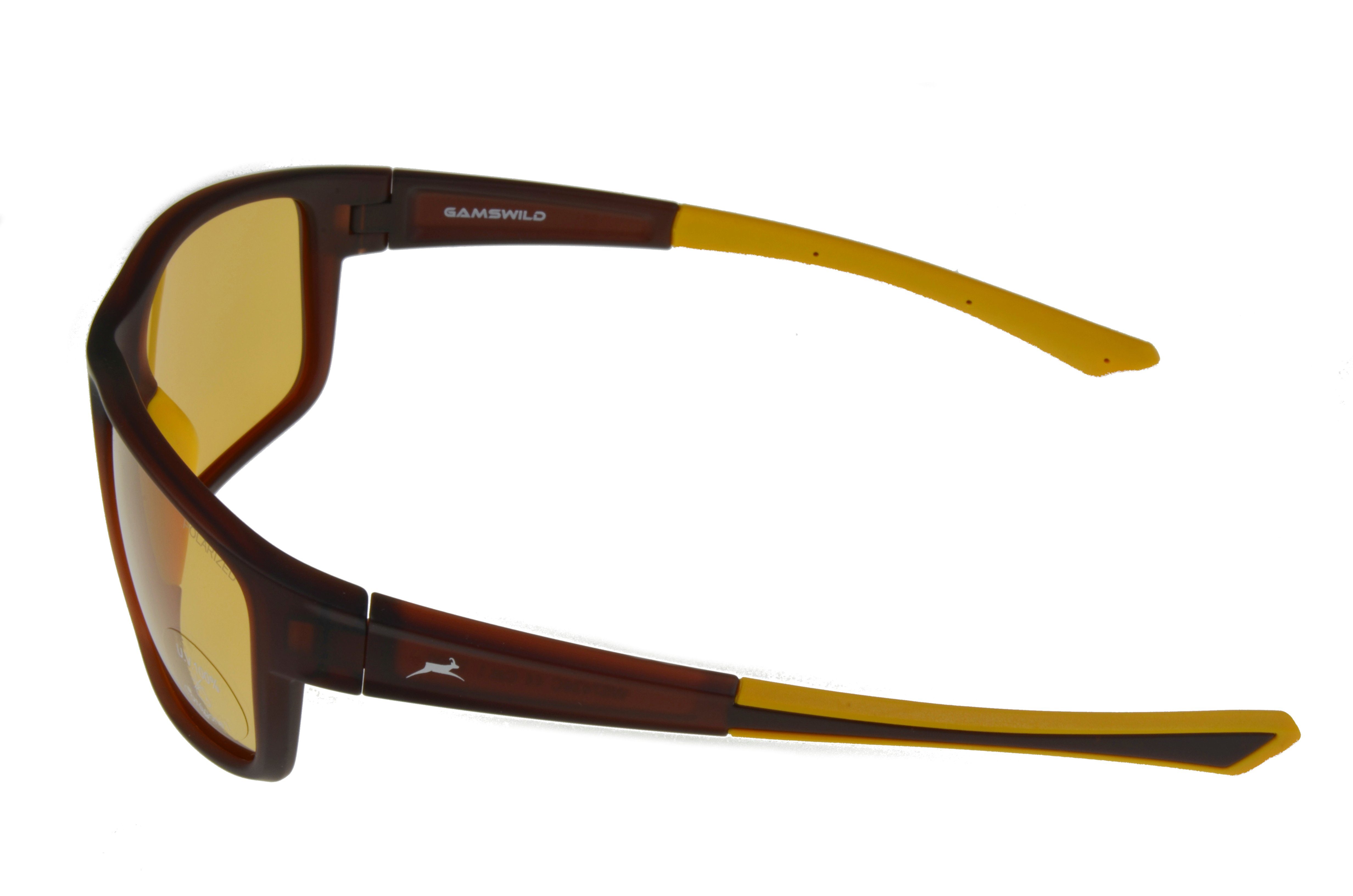Herren pink, Sportbrille Damen Sonnenbrille schwarz, Fahrradbrille schmal Gamswild grün braun, braun-gelb WS7434 geschnittenes Unisex, Modell, Skibrille