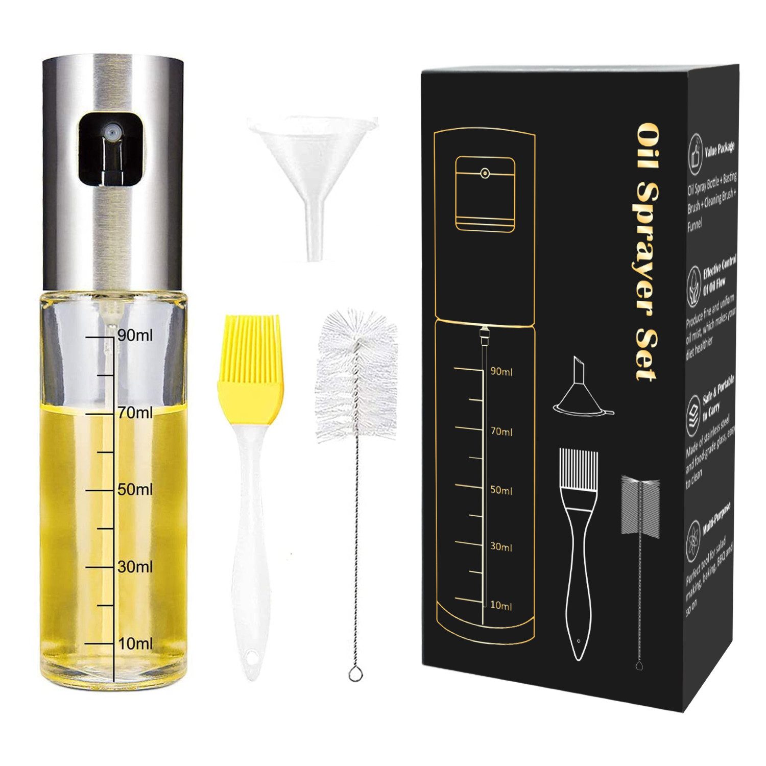 Faizee Möbel Ölspender Ölspender Flasche 100ML Öl Sprühflasche Essig Spritzer Ölspender, (4-tlg)