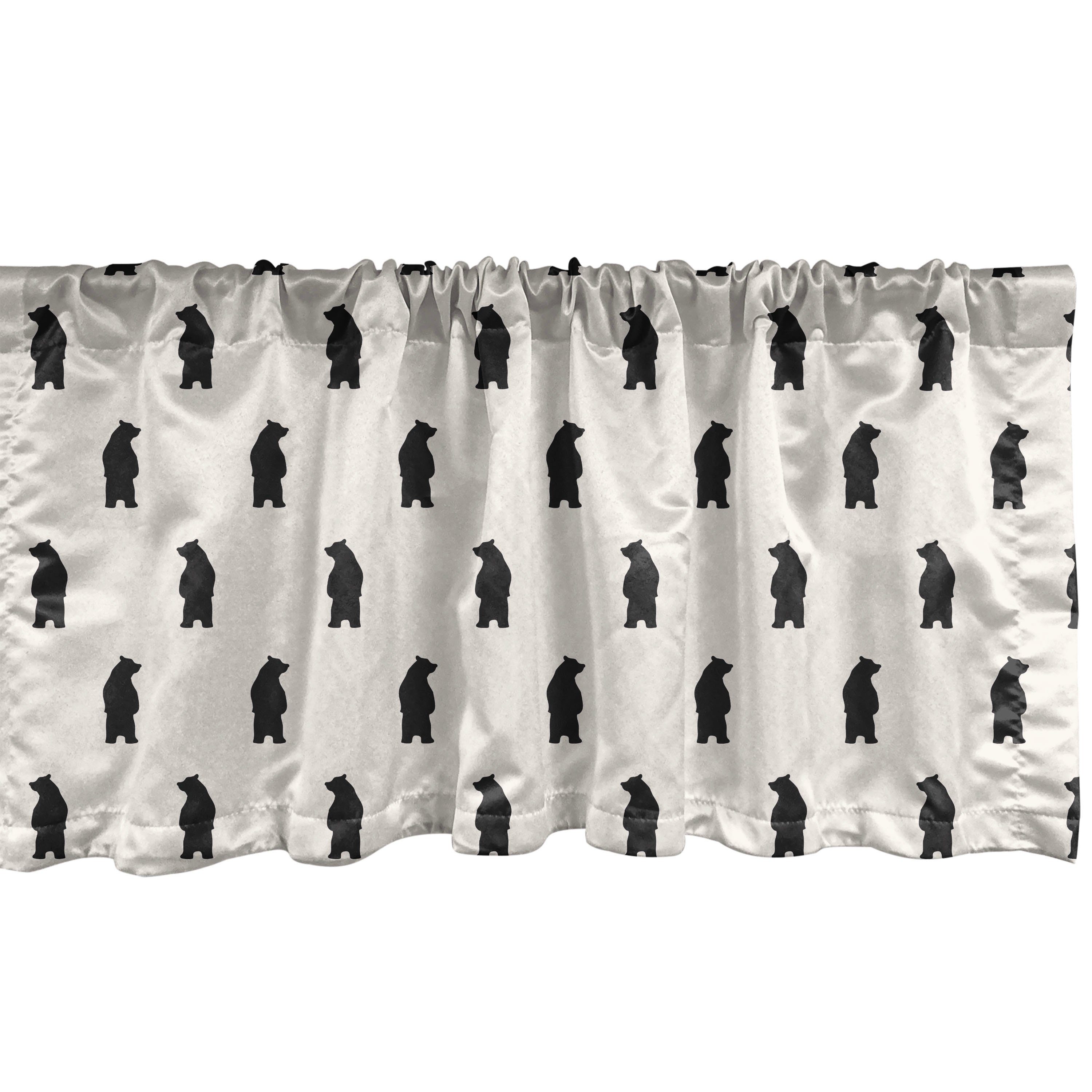 Scheibengardine Vorhang Volant für Küche Tier Bear Microfaser, Schlafzimmer mit Stangentasche, Dekor Black Abakuhaus, Silhouetten
