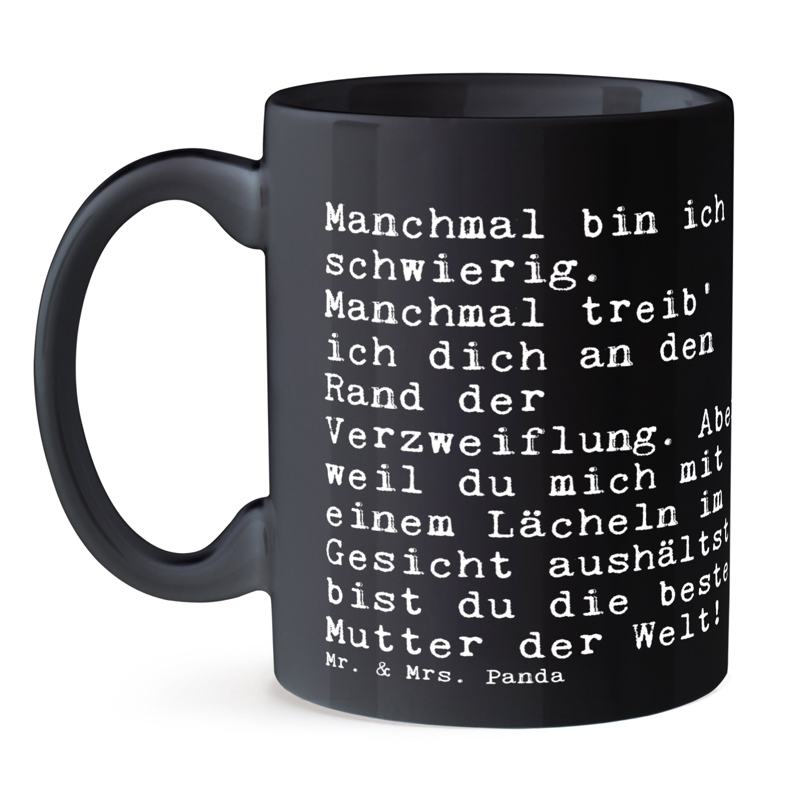 Manchmal ich Keramik Mrs. & schwierig.... Schwarz Tochter, - Mr. Mami, Tasse Panda bin - Geschenk, Schwarz l,