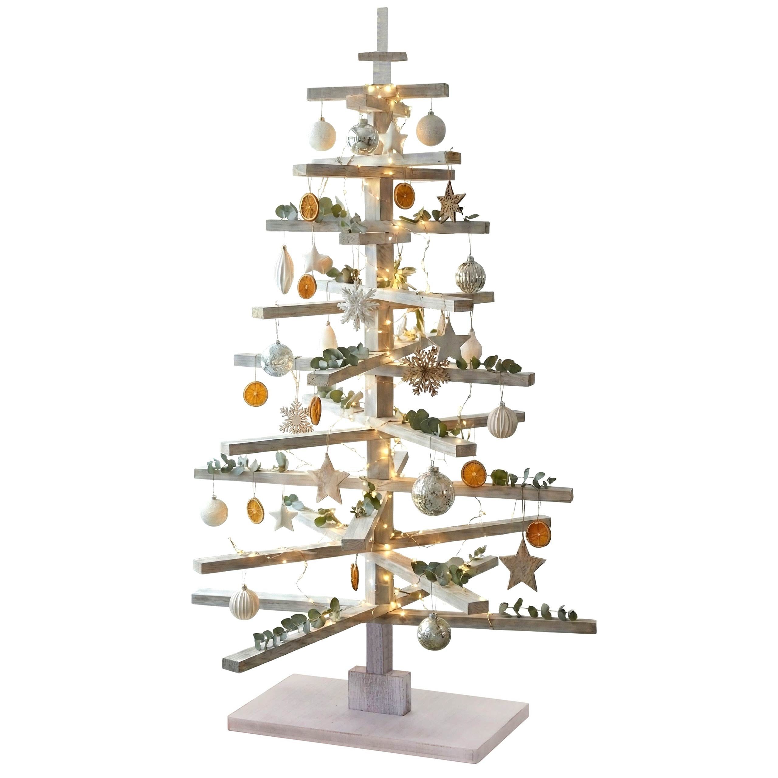 MCW Künstlicher Weihnachtsbaum MCW-H77, Shabby-Look, 3D-Optik, verstellbare Holzelemente