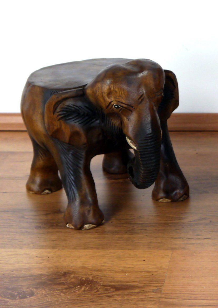 livasia Dekofigur Holzelefant mit Ablage, Hocker, Podest, Beistelltisch (20 günstig online kaufen