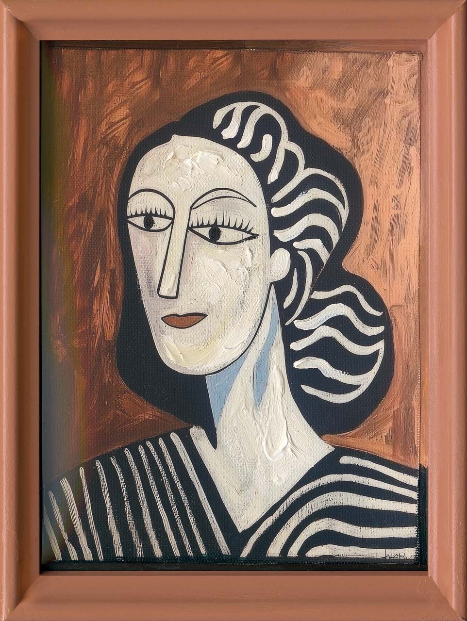 ArtUniverse Gemälde Leinwandbild Brown Lady 17 x 22,5 cm, Menschenmotiv
