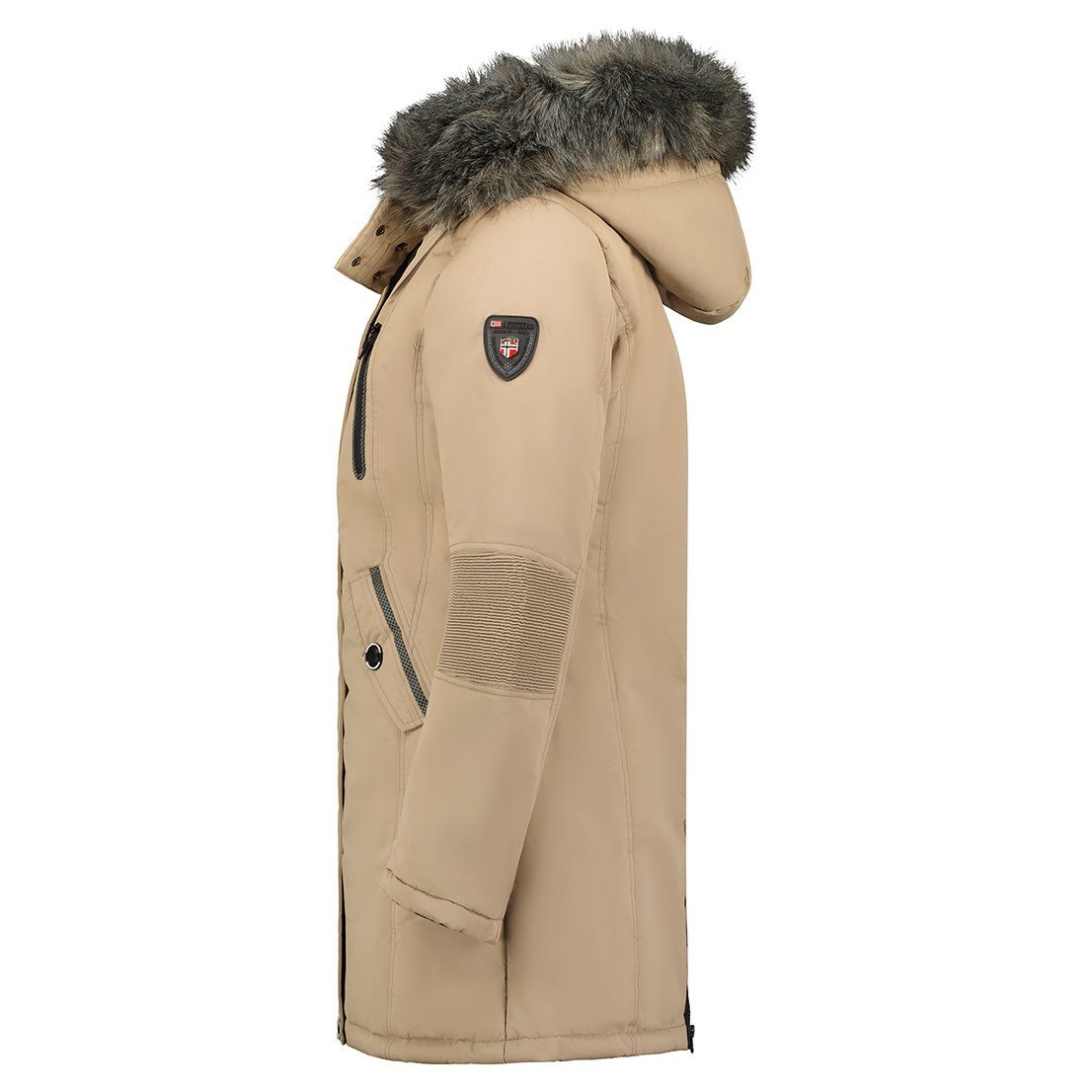 Geographical Norway Winterjacke dicke Damen Outdoor Jacke sehr warm in Unifarbe, mit abnehmbarer Kapuze, mit Stehkragen
