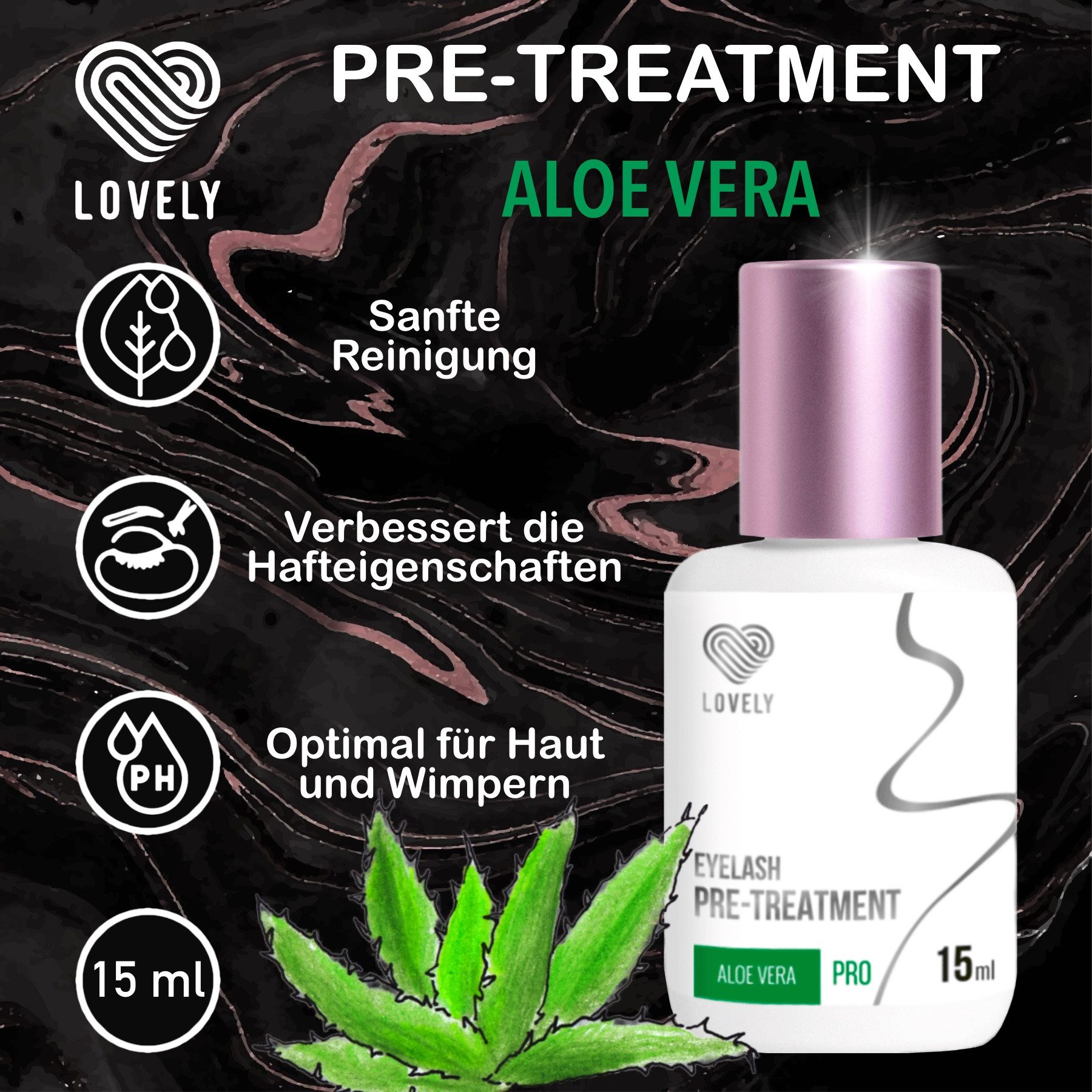 Lovely Wimpernkleber Wimpernverlängerung Reiniger Cleanser Pre-treatment zur Vorbehandlung, Wimpernreiniger