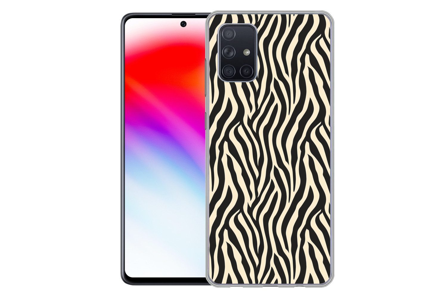 MuchoWow Handyhülle für Samsung Galaxy A51 Zebra - Druck - Klassisch - Schwarz, Smartphone-Bumper, Print, Handy Schutzhülle Dünn
