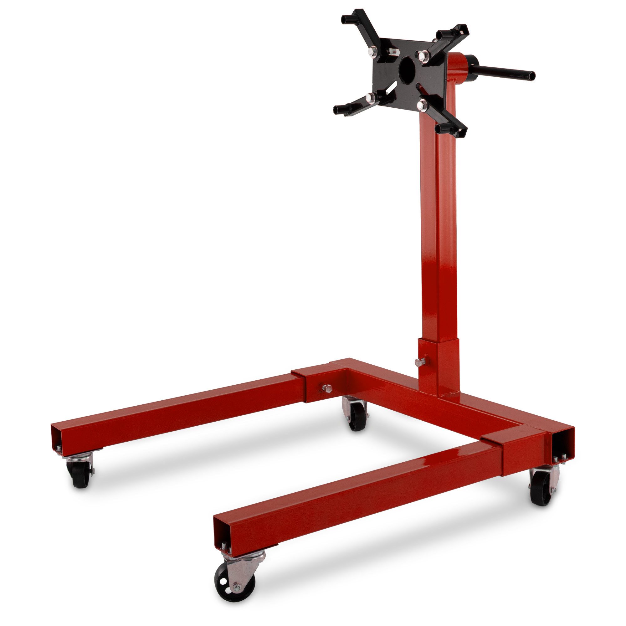 Bituxx Getriebeheber Kfz Motorhalter Motorbock Motorträger rot, MS-19868, drehbar, mit Rollen, Traglast bis 570 kg
