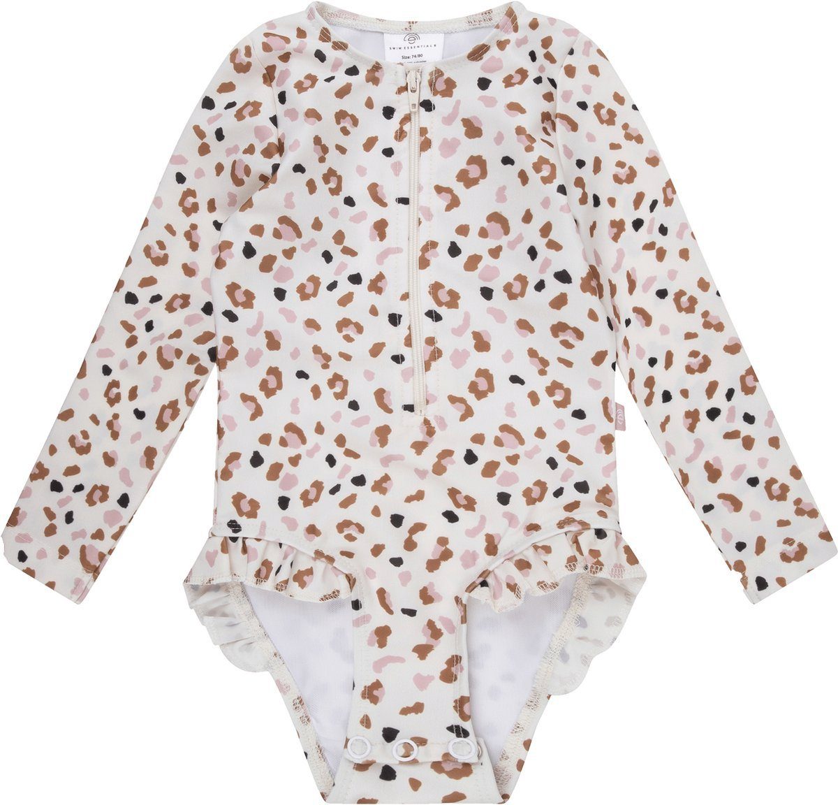 Badeanzug Swim Essentials Langarm-UV-Badeanzug, für Mädchen weiß/khaki Leoparden