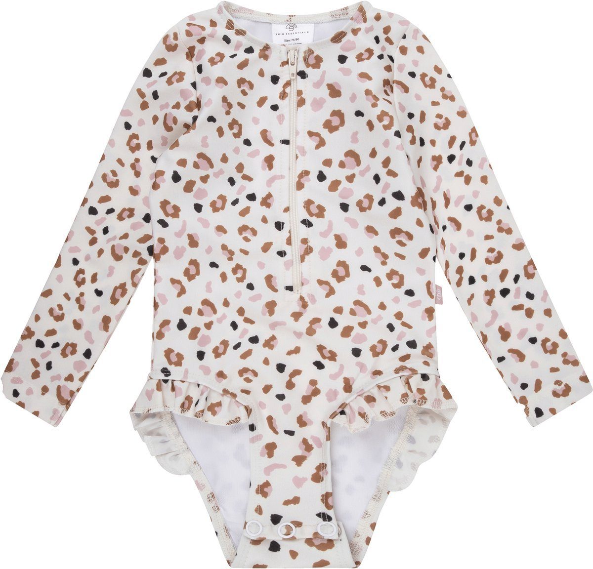 Swim Essentials Badeanzug Leoparden für Essentials Langarm-UV-Badeanzug, weiß/khaki Mädchen Swim