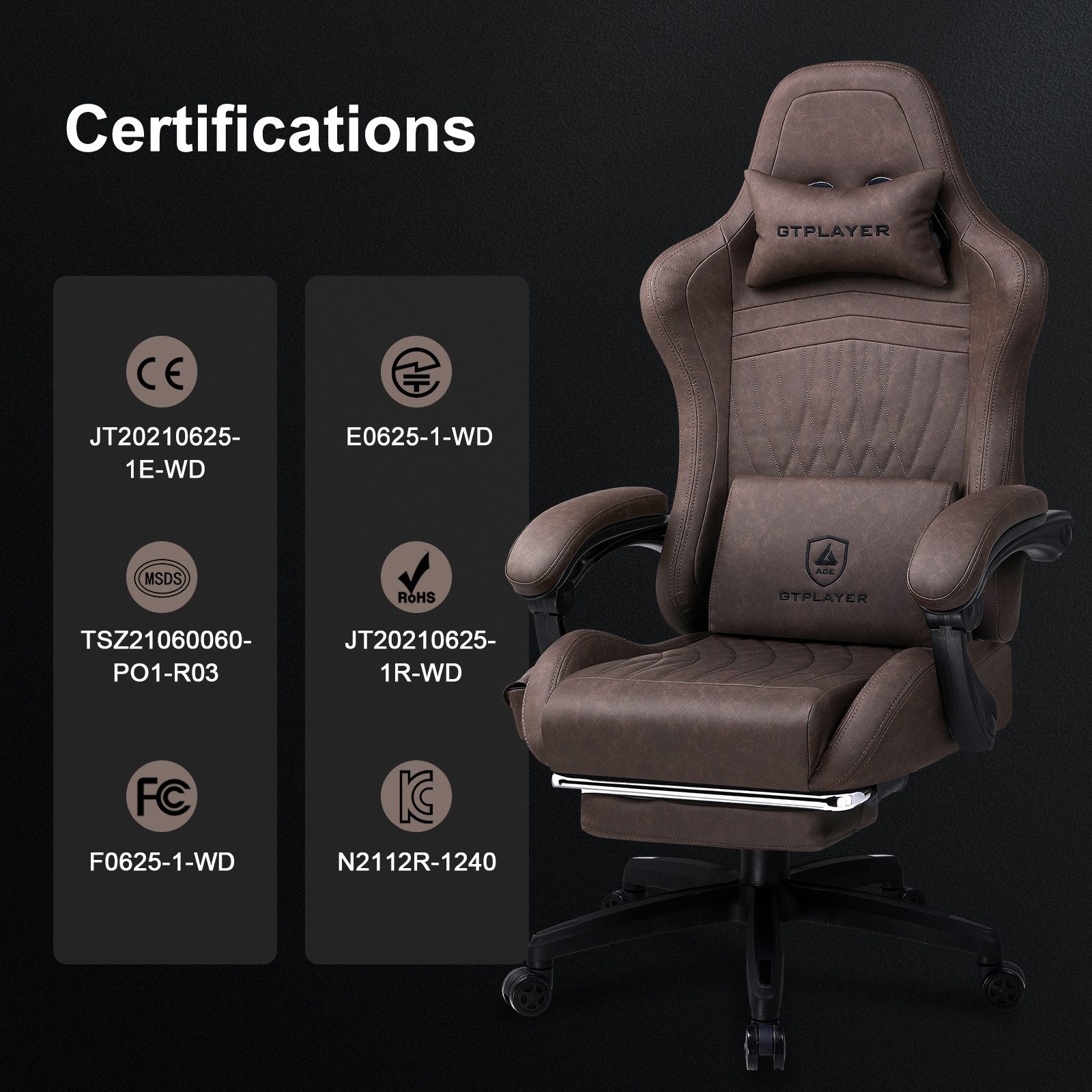 GTPLAYER Gaming-Stuhl ergonomischer Bürostuhl mit HIFI Stereo Lautsprecher, Verbindungsarmlehen beeindrukende Klang-atmosphäre – Bild 4 von 5