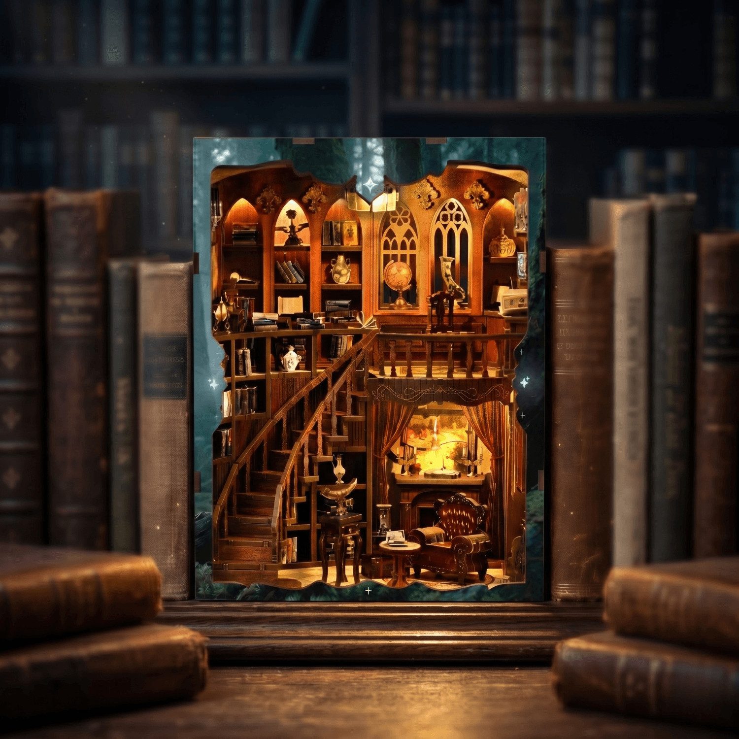MagicHolz Buchstütze Twilight Midnight Study Book Nook