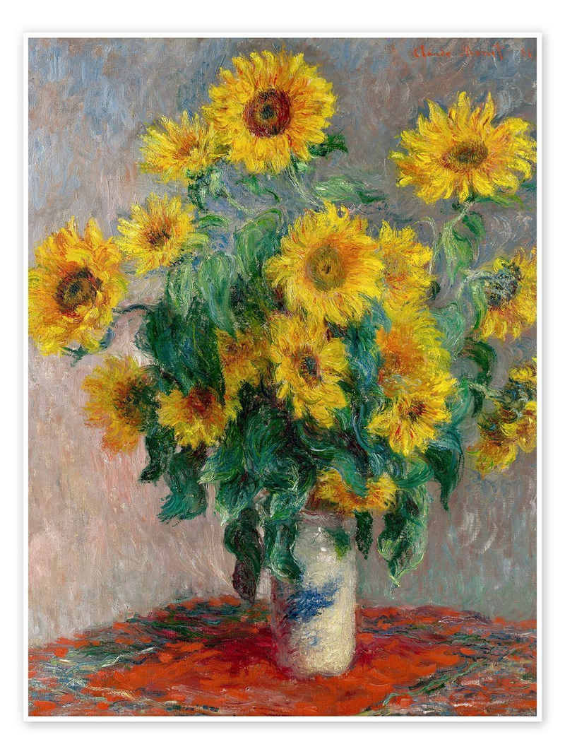 Posterlounge Poster Claude Monet, Sonnenblumenstrauß, Wohnzimmer Malerei