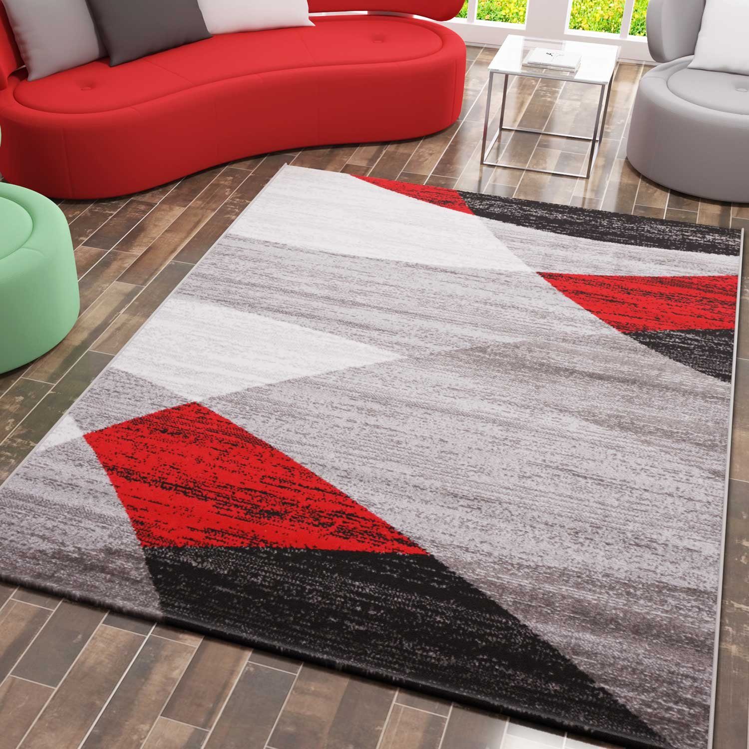 Läufer Wohnzimmer Teppich Kurzflor, geometrisches Look