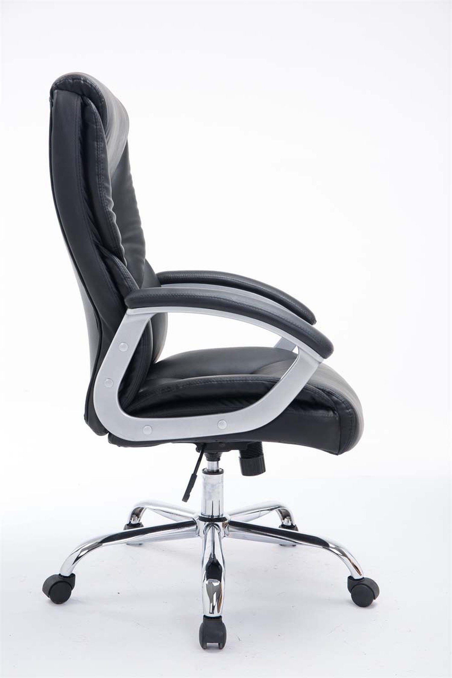 höhenverstellbar Bürostuhl chrom bequemer Kunstleder - mit Metall Rhodos - Sitz: und schwarz 360° TPFLiving Rückenlehne drehbar, Gestell: