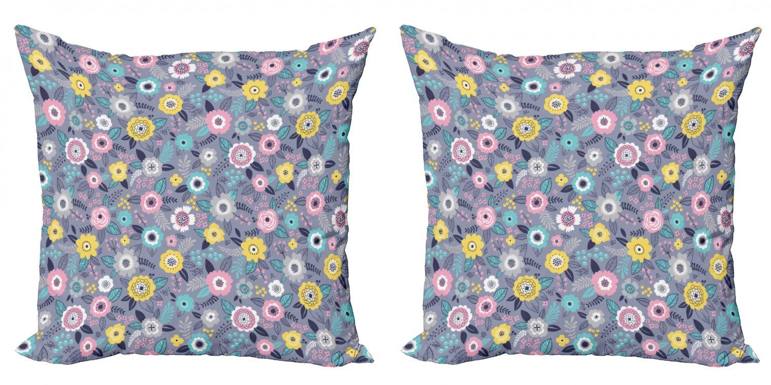 Kissenbezüge Modern Accent (2 Blumen Digitaldruck, Abstrakt Abakuhaus Farbenfrohe Stück), Doppelseitiger