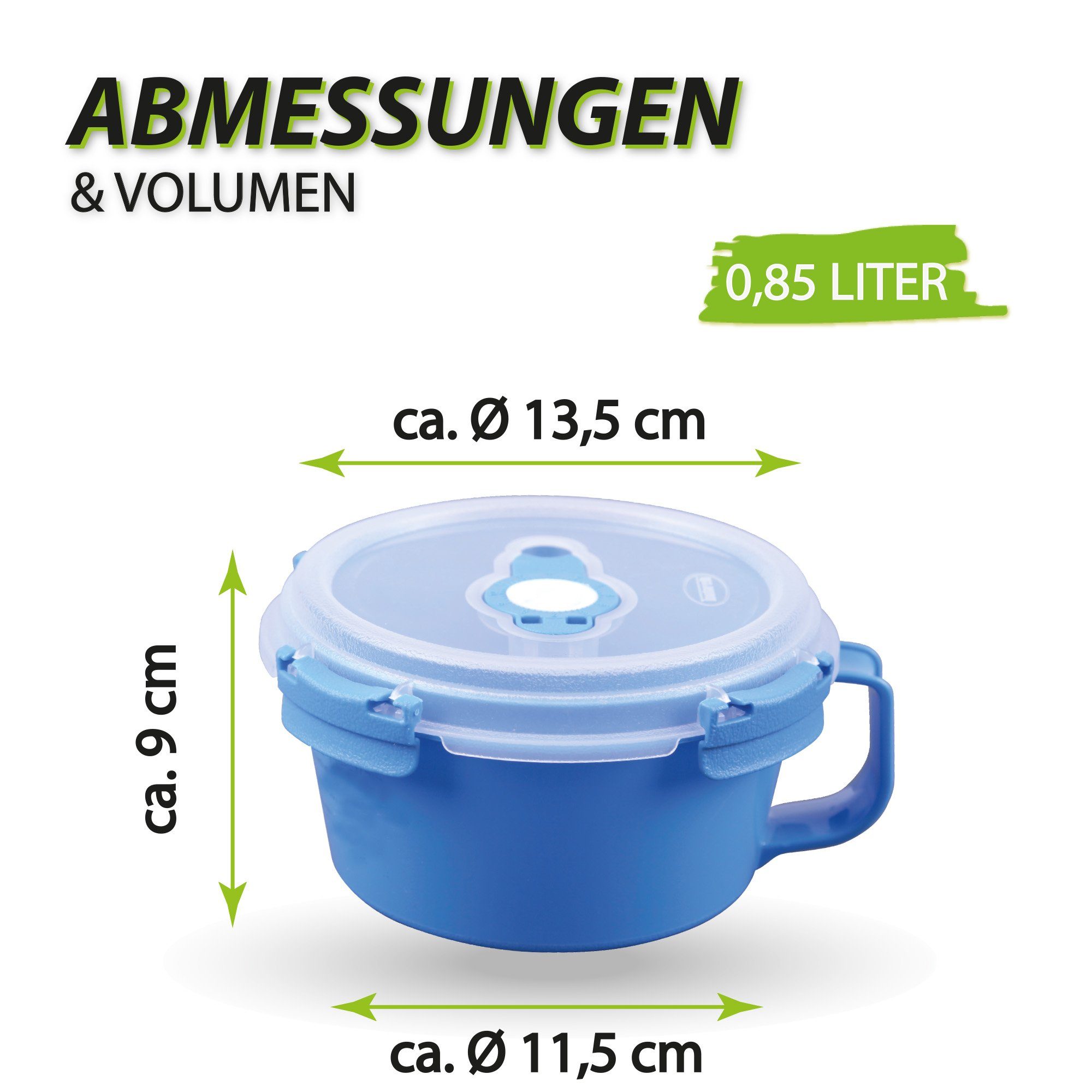 Tontarelli Frischhaltedose mit Deckel 0,85 L, Kunststoff, (8-tlg), für Lebensmittel, luftdicht, mikrowellengeeignet, spülmaschinenfest