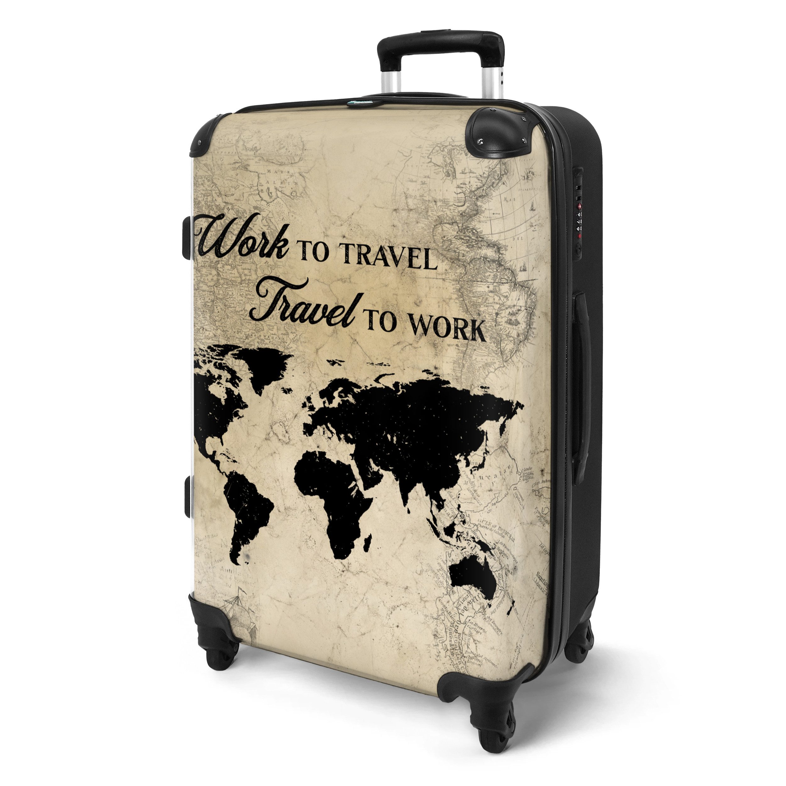 NoBoringSuitcases.com© Hartschalen-Trolley Weltkarte - 'Arbeiten um günstig online kaufen