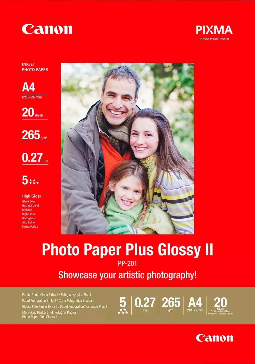 Canon Fotopapier PP-201 Glossy II Fotopapier Plus A4 – 20 Blatt