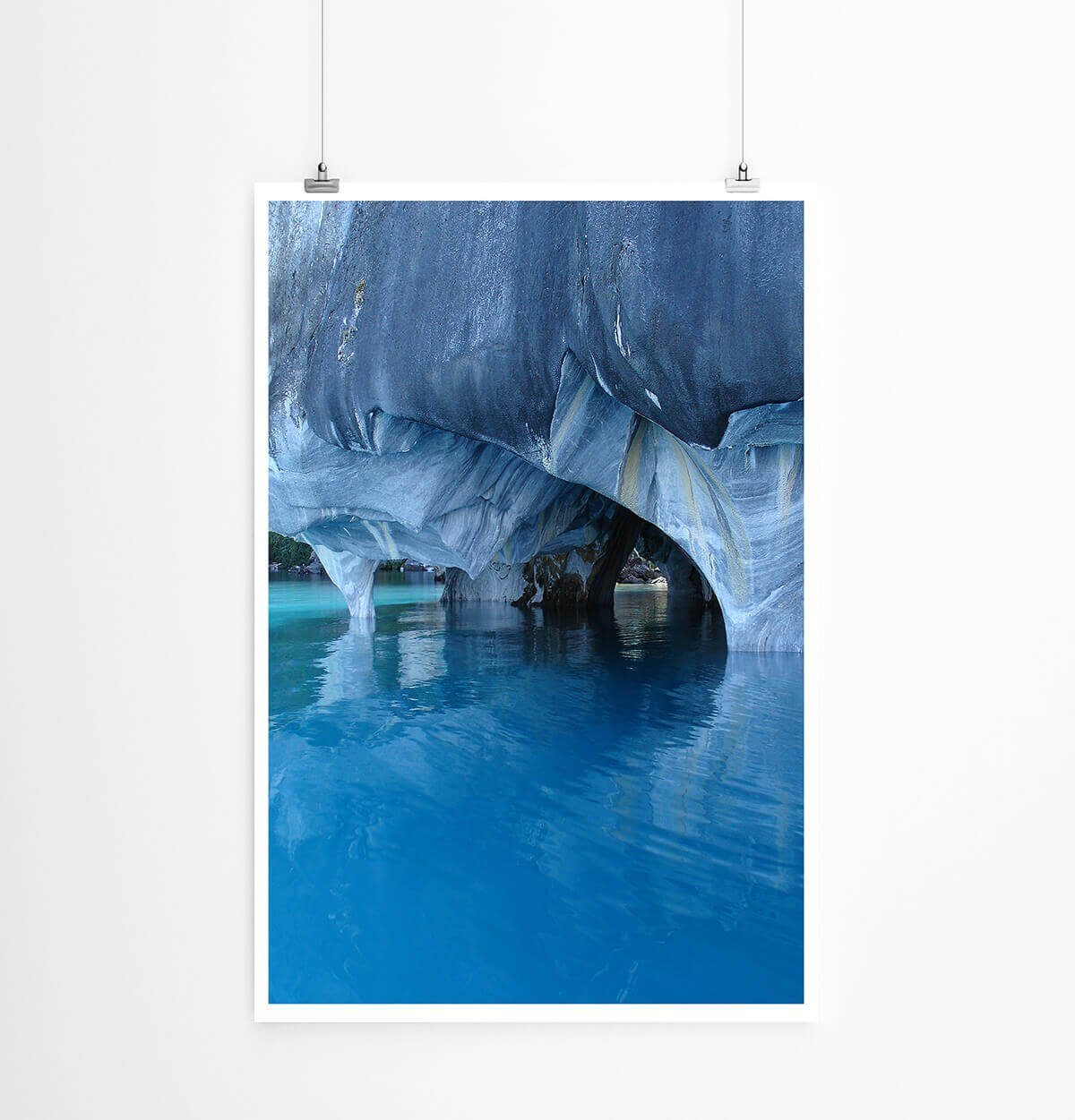 Sinus Art Poster Landschaftsfotografie 60x90cm Poster Einzigartige blaue Marmorhöhle Pantagonien Chile