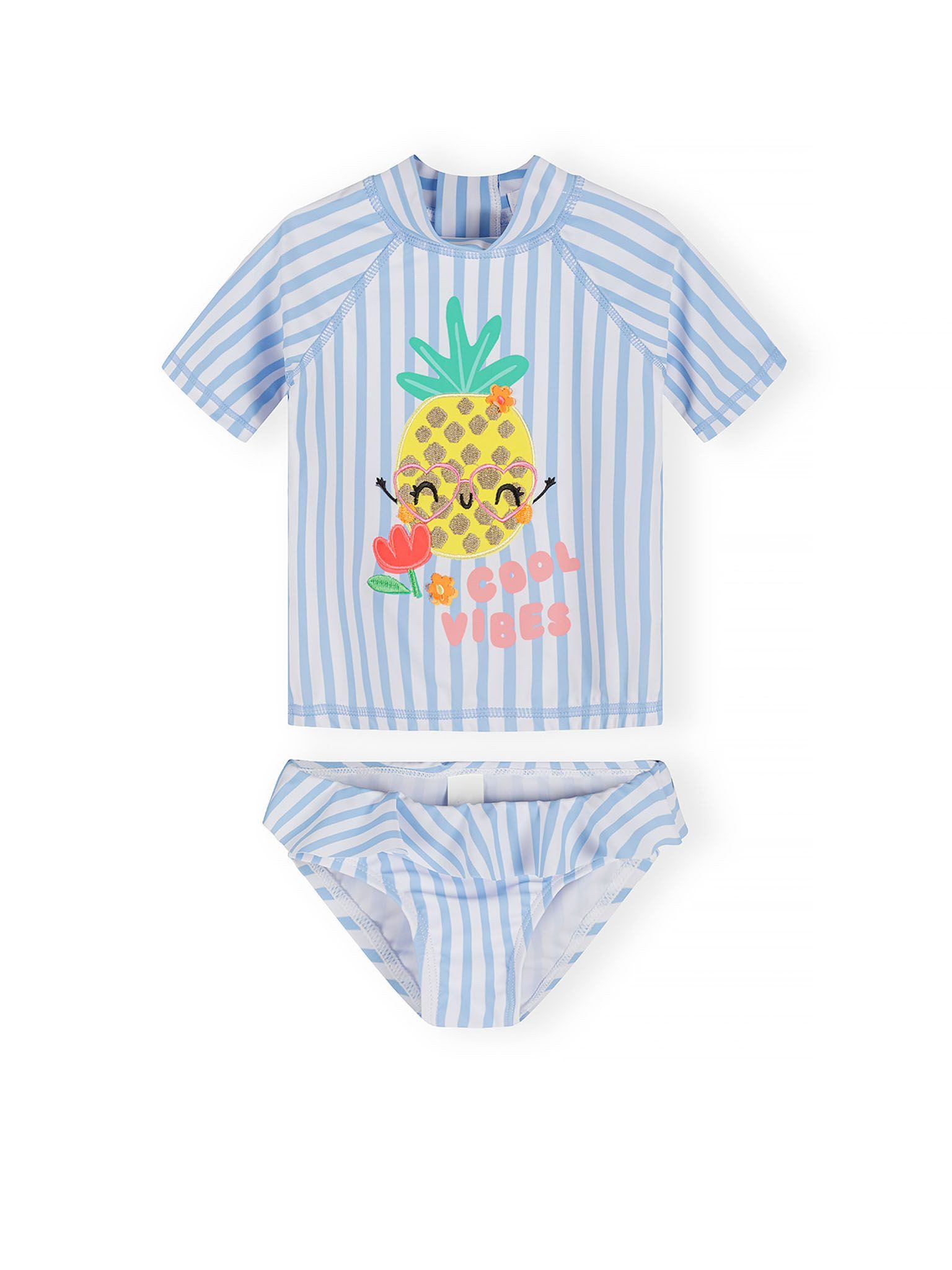 MINOTI Badeanzug mit T-Shirt und Slip, UPF 50+, gestreift (2-tlg)