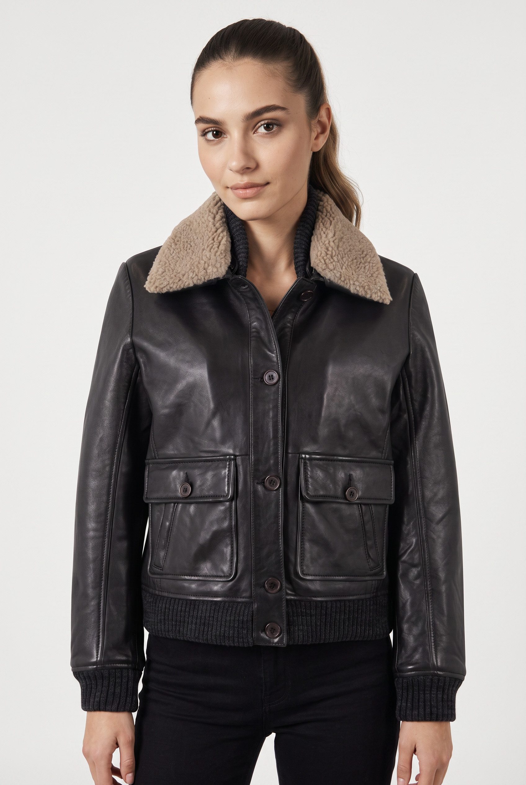 Mauritius Lederjacke MWHiver mit abnehmbarem Kragen
