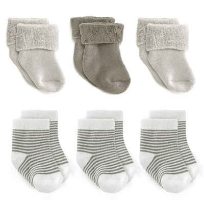 LaLoona Kurzsocken Natur Baby Socken Set (0-3 Monate) 6 Paar warme Babysöckchen Erstlingssocken