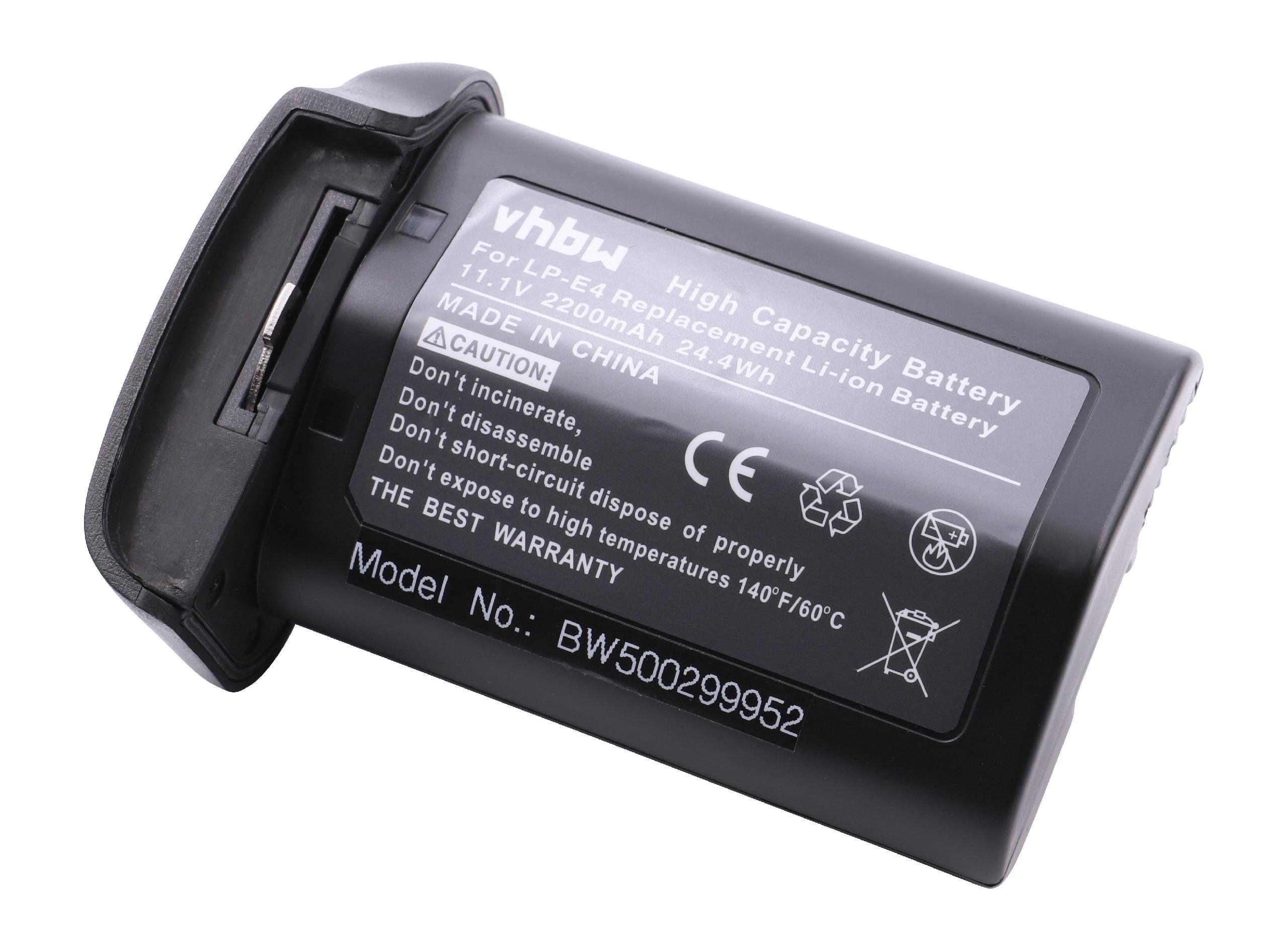 vhbw kompatibel mit Canon EOS 1D Mark III, 1Ds Mark III, 1D Mark IV, 1D X Kamera-Akku Li-Ion 2200 mAh (11,1 V)