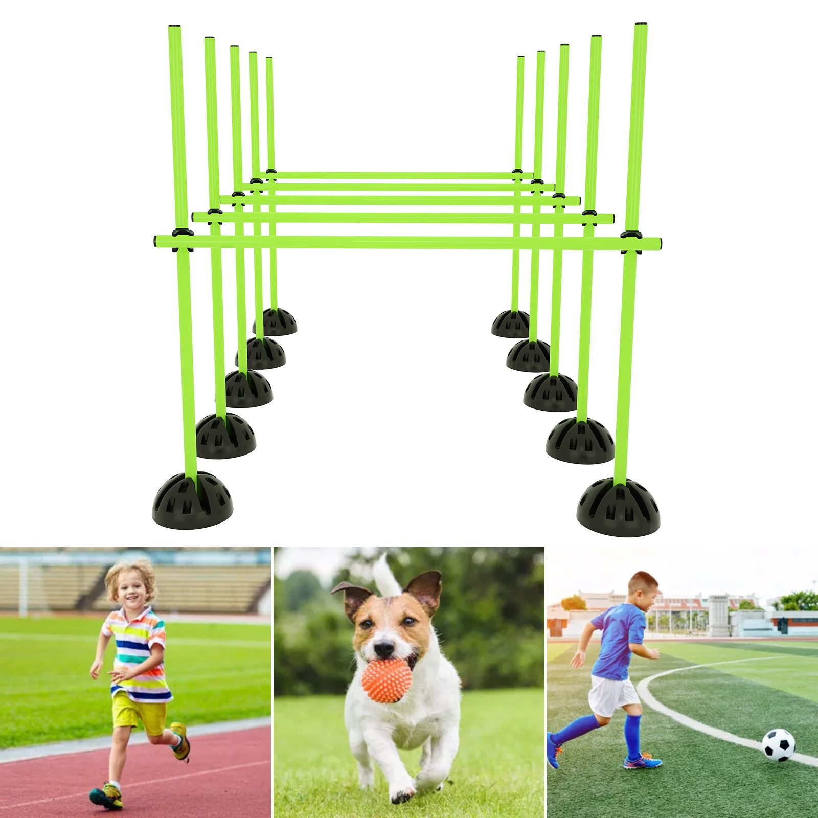 FIVMEN Trainingshilfe Agility Hürdenset Slalomstangen-Set Sprungstangen Höhenverstellbar, für Hürdenparcours Sprungtraining, Trainingsstangen für Konditionelles