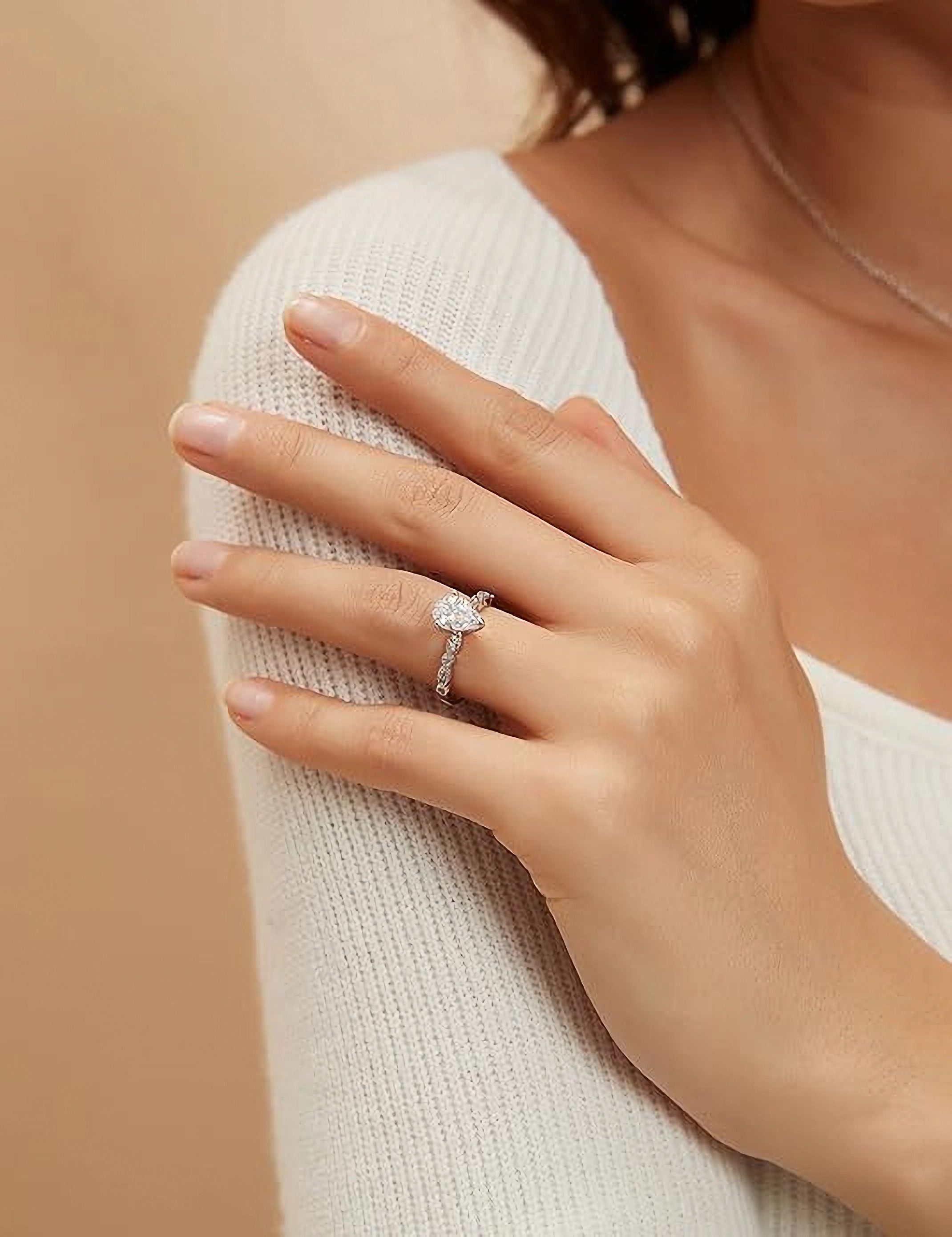 Jumpeak Trauring 585 Gold, 1,5 Karat Labordiamant im Tropfenschliff, Damen-Ehering, D,vs1,2EX,IGI-Zertifikat,ring damen,geschenk