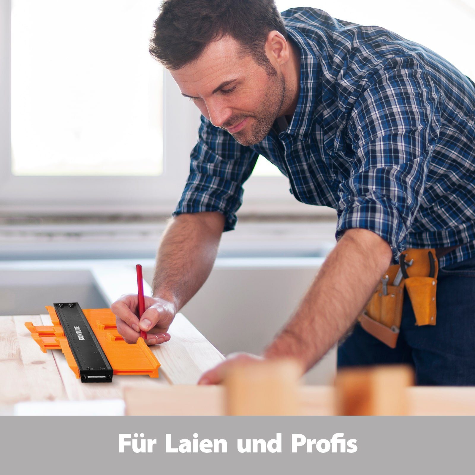 EAXUS Konturenlehre Profi Konturenschablone mit Feststeller - Schnittverläufe Übertragen, max. 248,00 mm, 1-St., Widerstandsfähig, Langlebig. Mit integriertem L – Bild 5 von 5