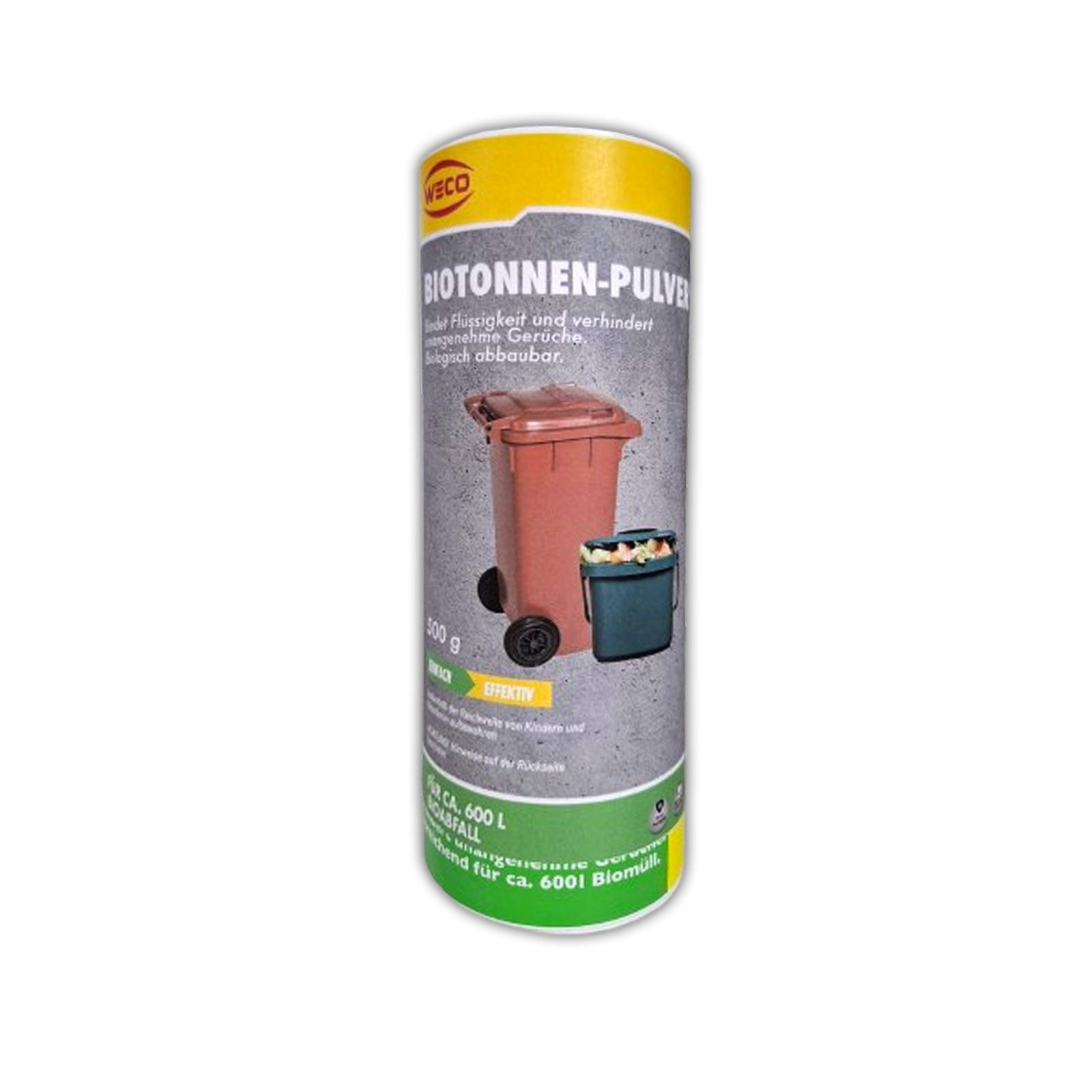 Weco Biotonnenpulver Biotonnen Mülleimer Abfall Pulver Abfalltonne Geruchskontrolle, 500 g, Für ca. 600 l