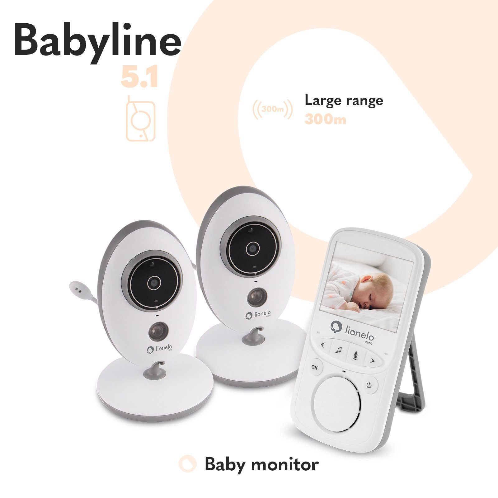 lionelo Video-Babyphone Babyline 5.1, 2 Kamera Temperatursensor 300m GarantieUSB-C