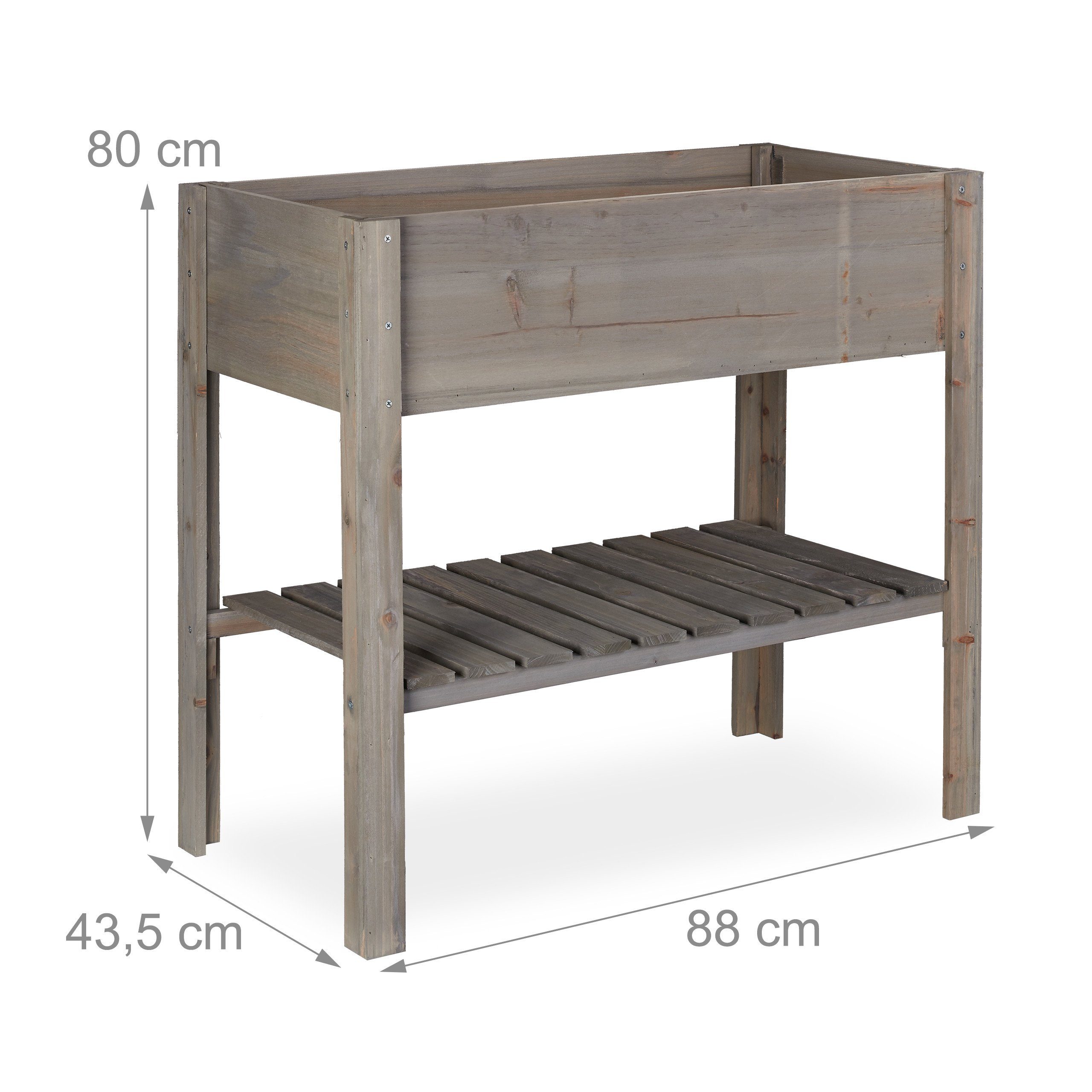 relaxdays Hochbeet Holz grau