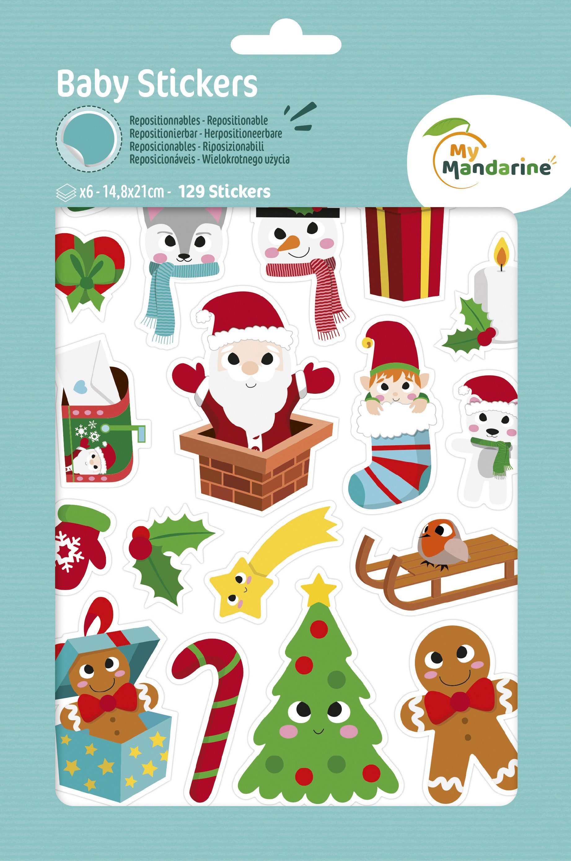 My Mandarine Aufkleber Sticker Set Xmas, 129 Stück, Papier